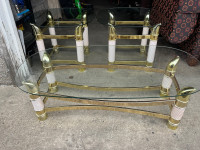 StunningMid century faux elephant tusk coffee table set of 3 pie