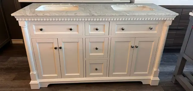 BRAND NEW Sydney 60” Double Vanity With Carrara Marble Top in Cabinets & Countertops in Oakville / Halton Region - Image 8