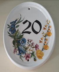 Ceramic oval house number sign with wildflowers - 20
