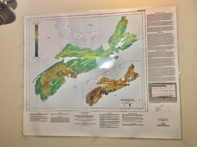 Laminated map showing potential radon locations in Nova Scotia | Other