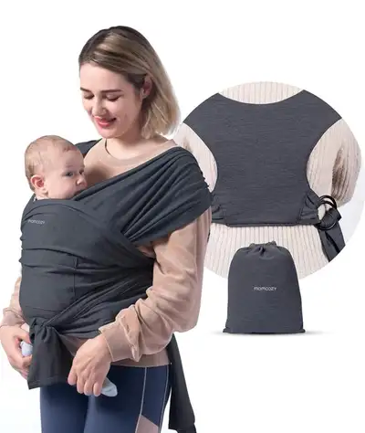This Brand New, Sealed Momcozy Baby Wrap Carrier Sling in Gray offers a comfortable and secure way t...