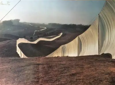 Poster of the art installation RUNNING FENCE from 1976 by Christo. $295. Original poster purchased d...