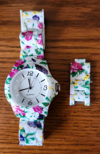 Floral-Coloured Chain Link Watch