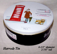 Harrods London Biscuit Tin, round, 200g, Red Telephone Box