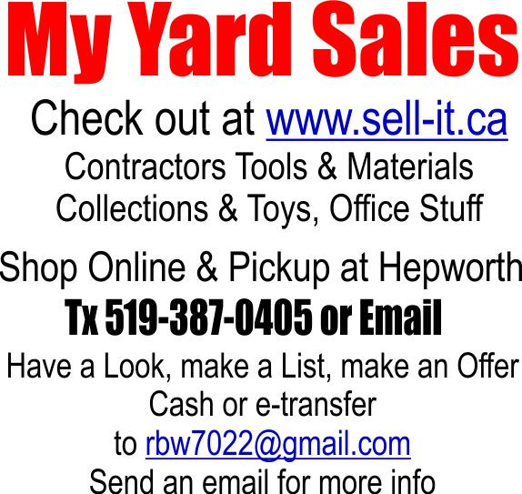 My Yard Sales - www.sell-it.ca in Garage Sales in Owen Sound