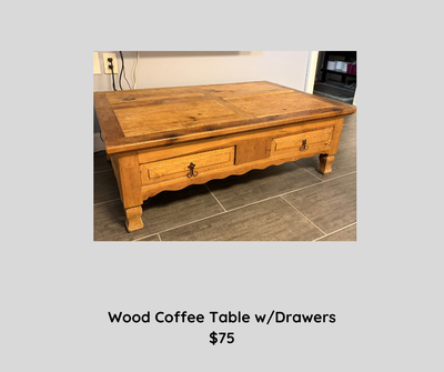 Solid Wood Coffee Table with Drawers, View more