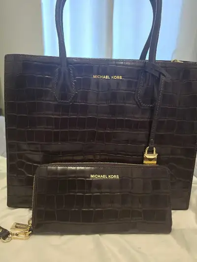 MK Croc Embossed Leather Tote & Wallet, View more