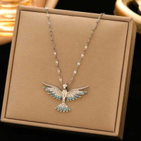 Necklace with Phoenix  (Stainless steel cubic zirconia) 