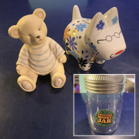 2 Piggy banks and Money counting Jar