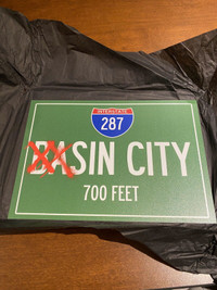 Sin (Basin) City 7x10 Metal Road Sign Highway 287 Movie Prop