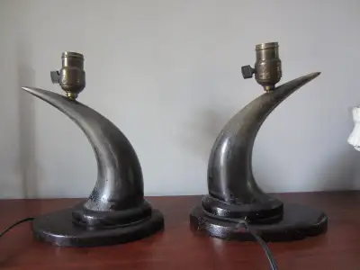 Antique Cow Horn Table Lamps c.1900-1920's, View more