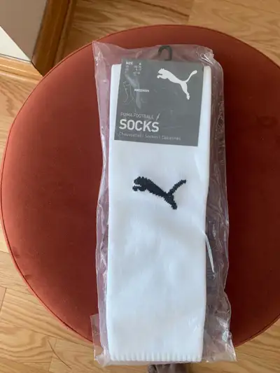 White Puma Soccer Socks adult size 4 ( for shoe size) 10-12 new, View more