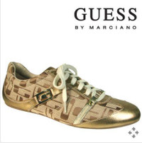 BN GUESS logo bronze/gold sneaker casual shoes size 8 women's