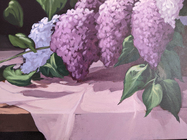 Wonderful Lilacs Original Oil on Canvas Painting  24x20 Turenne in Arts & Collectibles in Gatineau - Image 3