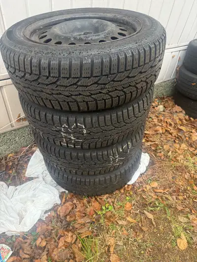 Firestone winter force Winter tires on rims hold air and have lots of tread left