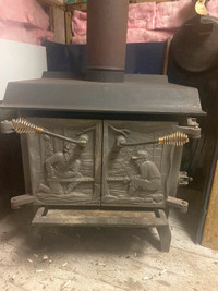 Beautiful double door cast iron wood stove