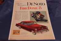 1952 Red De Soto Fire Dome V8 4 Door Original Ad