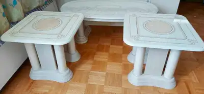 Three Piece Italian Marble White Coffee Table Set, View more