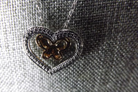 Diamond Accent Heart with Rose Gold Butterfly Pendant Valentines