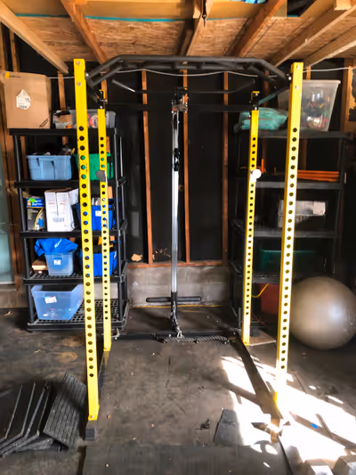 Weight cage with pulley system. Dumbbell racks Plate holder