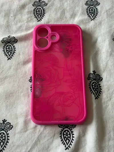 iPhone 16 hot pink flower case, View more