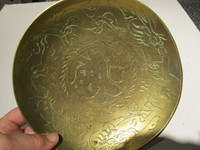 Antique brass shallow 8"in diameter bowl from China.