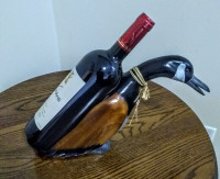 WOODEN DUCK BOTTLE HOLDER