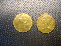 TWO  TWENTY CENTIMES COINS FROM FRANCE  1967 & 1977