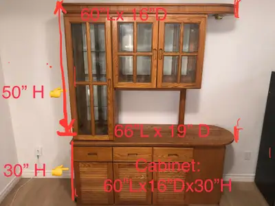 Gorgeous Oak wood Buffet and Hutch, View more
