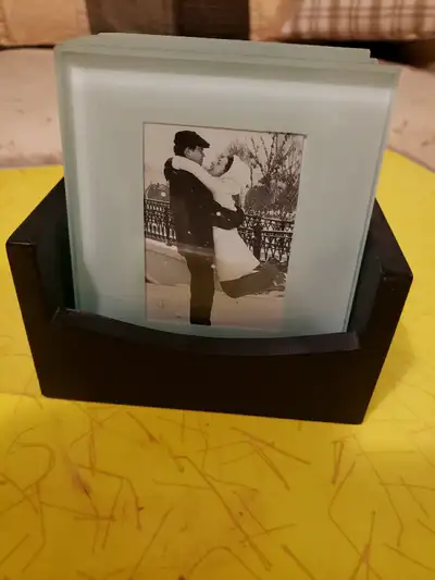 Glass Coasters in Wooden Stand, View more
