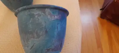Two 7 " Denim Plant Pots, View more