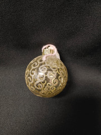 Gold Tone Swirl and Clear Glass Ornament