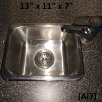 Bar Sink and Faucet - Stainless Steel, 13 x 11 x 7