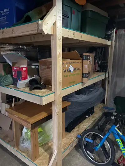 Free 4x8ft wooden shelving unit, View more