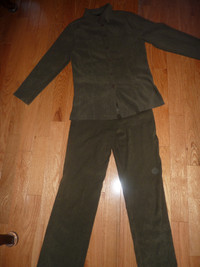 Ladies Olive Green Ultra Suede Pants Suit