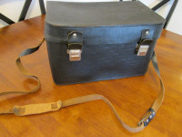 Vintage Black Leather Camera Case 8"x8"x13"