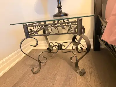 2 Square Glass Top Side Tables , View more