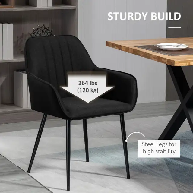 Dining Chair, Upholstered Linen Fabric Accent Chairs with Metal in Chairs & Recliners in Markham / York Region - Image 5