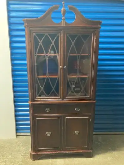 Two vintage corner cabinets , View more