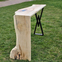 Brand New Natural Maple Waterfall side table