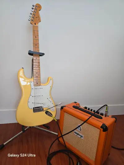 Fender Strat Guitar, Amp, Case and Stand, View more