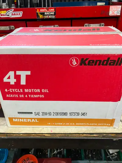 Motorcycle Oils . Kendal 20w50 mineral oil , 12 in case. $70 . Sportster primary/transmission oil $5...