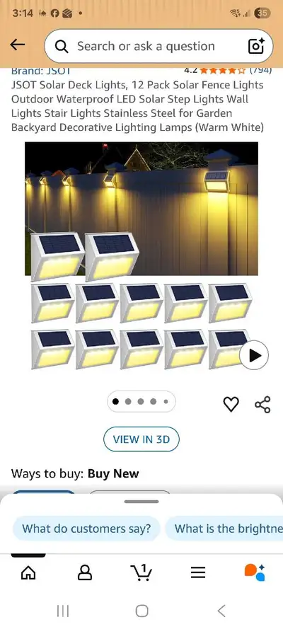 Illuminate your outdoor spaces with this set of 12 JSOT solar deck lights, designed for fences, stai...