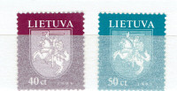 LITUANIE (LIETUVA). Set de 2 timbres "BLASONS", 1996-1997.