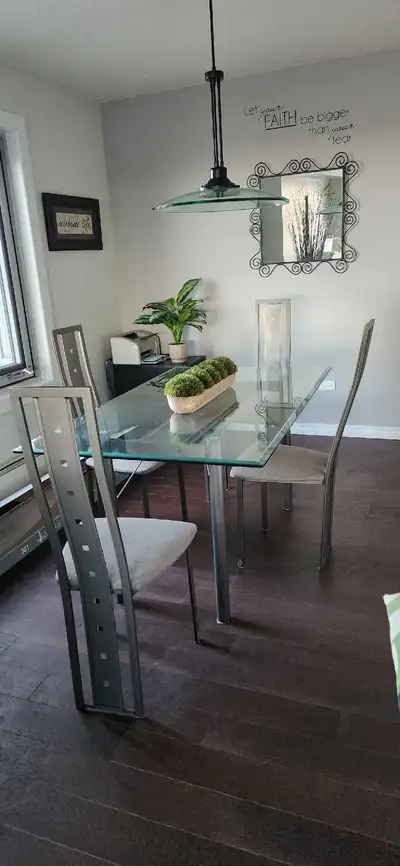 Glass top dining table - 3' x 5', View more