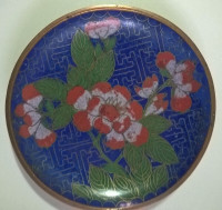 Vintage Cloisonné Enamel Floral Plate/ Dish Brass