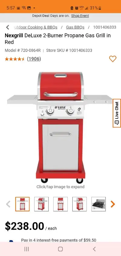 Nexgrill DeLuxe 2-Burner Propane Gas Grill in Red, View more