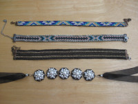 Lot bijoux COLLIERS Ras de Cou CHOKER Necklace Beads Suede 4/10$