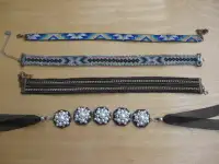 Lot bijoux COLLIERS Ras de Cou CHOKER Necklace Beads Suede 4/10$