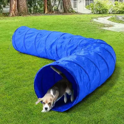 16.4ft long coiled shape shifting tube with 24" opening, recommended for small to mid-sized dogs Mad...